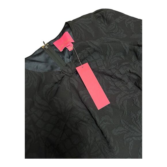 Lilly Pulitzer Kolton Stretch Shift Dress Size 4 Onyx Pineapple Pucker Jacquard - Picture 5 of 8